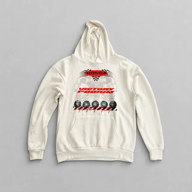 Honda Victory Podium Hoodie Off White Graphic Sweatshirt
