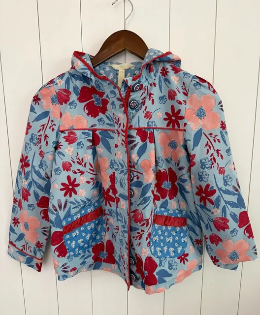 Matilda Jane girls Floral Hooded Raincoat Jacket Size 10