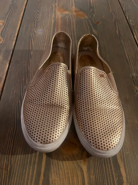 Michael Michael Kors Perforated Slip-On Sneakers Rose Gold Leather