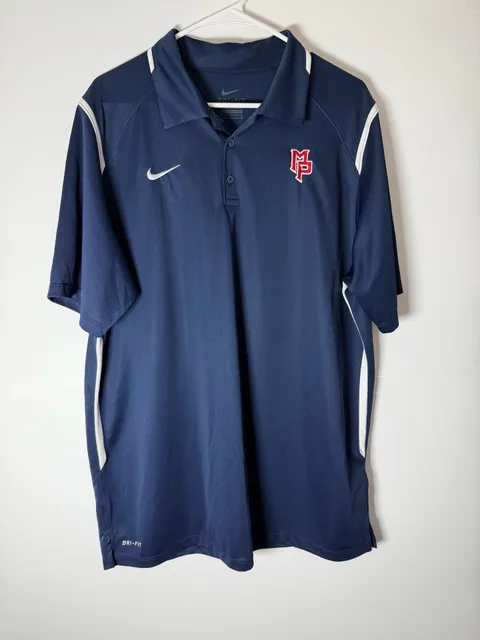Nike Dri-Fit Polo Shirt Size L Navy Blue MP Embroidered Logo