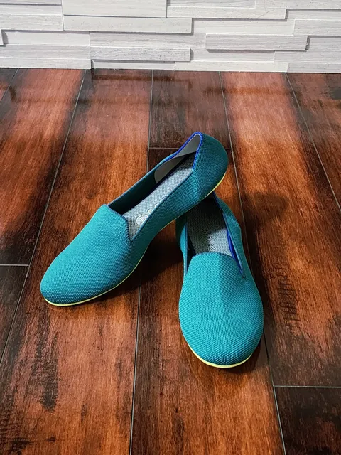 Rothy's The Loafer Size 10.5 Teal Blue Knit Flats