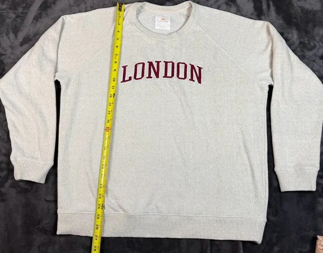 Womens Lazy Sunday London Sweatshirt Size L Crewneck Fleece Pullover Gray#166