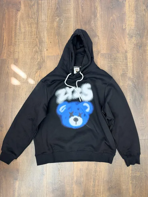 ZYZS Freedom Warrior Bear Graphic Hoodie Size 3 Black