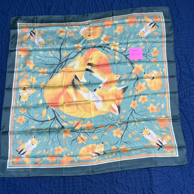 Fox Scarf Scarf- Blue Fall Leaves