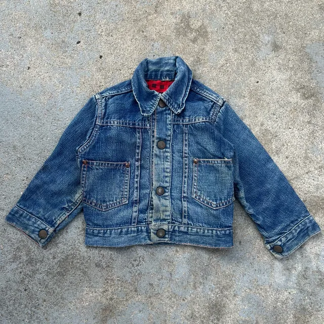 True vintage circle ranch denim Plaid Lining Jacket 1950s 