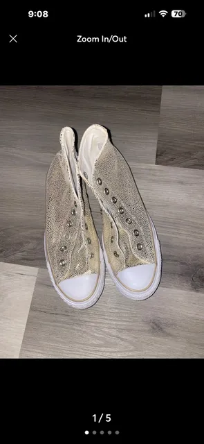 Converse Chuck Taylor All Star High Top Size 7 Gold Speckled Sneakers