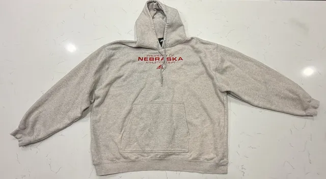 Adidas Property Of Nebraska Hoodie Size 2XL Grey Athletic Dept