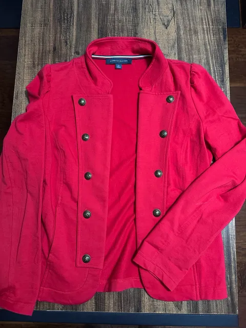Tommy Hilfiger Military Blazer Size S Red Cotton Double Breasted Jacket