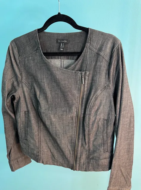 H By Halston Asymmetrical Zip Jacket Size 10 Gray