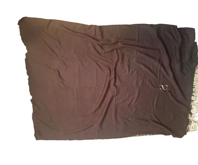 Williams Sonoma Home 100% Cashmere Throw Blanket Brown Fringe