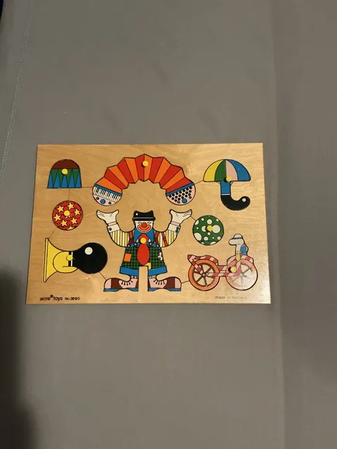 Acre Toy Vintage Wooden Puzzle Made in Holland Circus Fun, 1980's