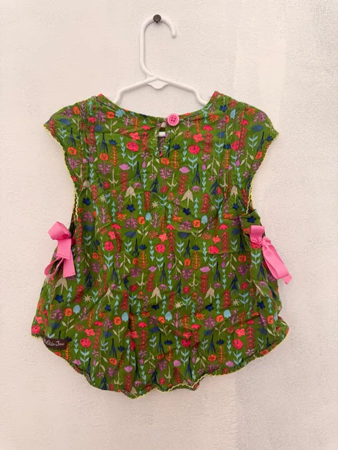 Matilda Jane Floral Top Size 2 Green Pink Bows