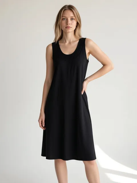 Tommy Bahama Embroidered Neck Dress Size M Black