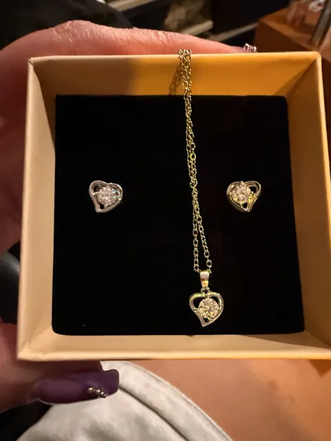 GRA Moissanite Heart Pendant Necklace And Earrings Set 0.5ct