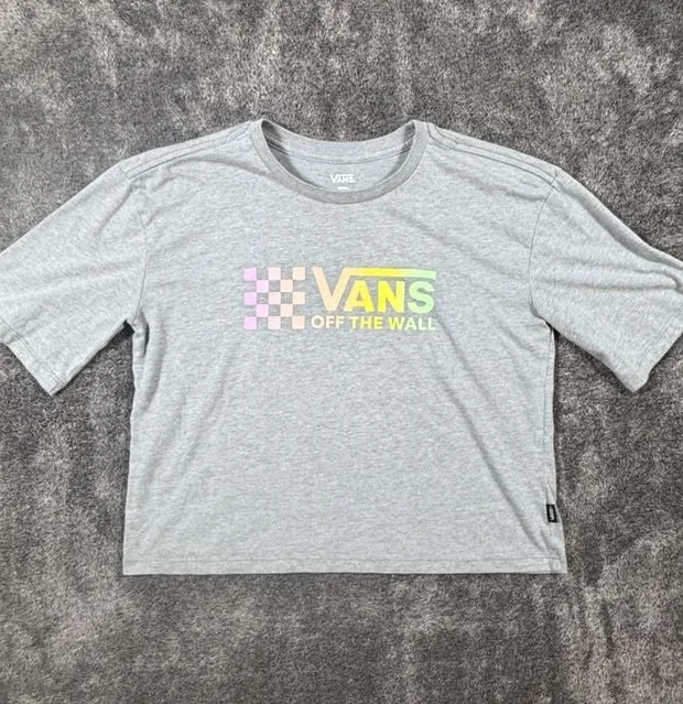Vans Graphic T-Shirt Size Small Gray Off The Wall Checkered