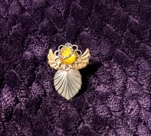 Antiqued Silver Tone Angel Lapel Pin