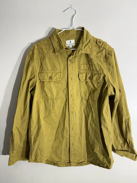 Scott James Long Sleeve Button Down Shirt Size L Mustard Yellow