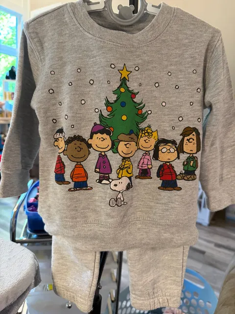 Peanuts Christmas Sweatshirt Set Size 18MOS Gray