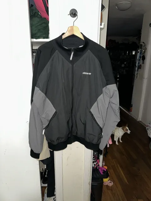 Adidas Originals Track Jacket Size M Black Gray Full Zip