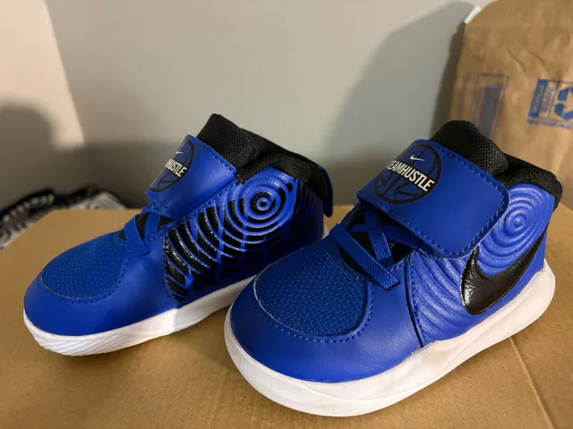 Nike Team Hustle D 9 AQ4226-400 Size 7C Blue Black Toddler Sneakers