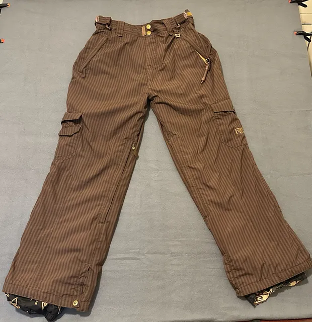 Ride Snowboards Cargo Snow Pants Size M Pinstripe Brown
