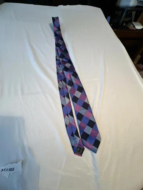 AWEARNESS KENNETH COLE Silk Neck Tie Multicolor Diamond Pattern