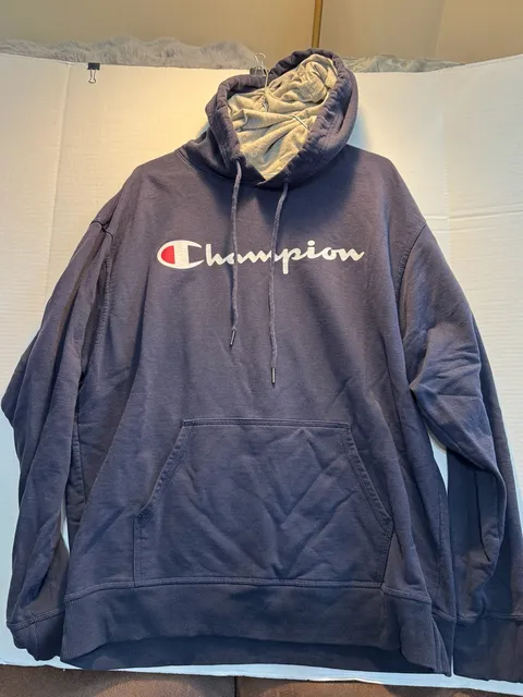 Champion Script Logo Hoodie Size XL Navy Blue