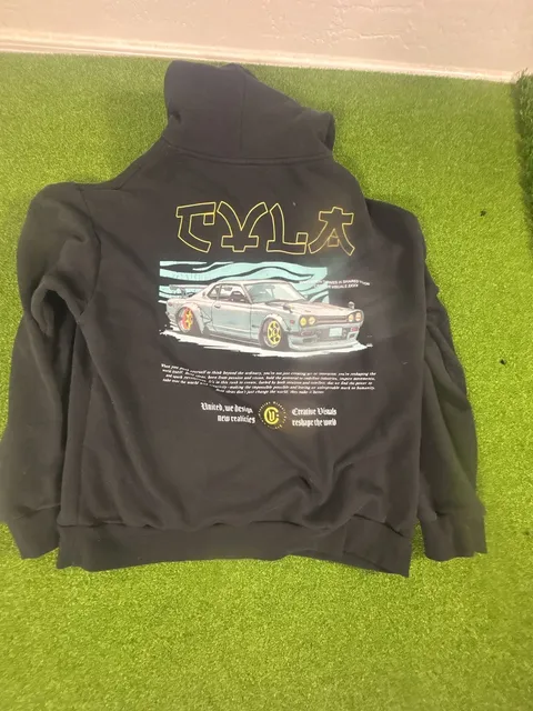 Creative Visuals Hoodie Size XL Black Car Graphic Streetwear