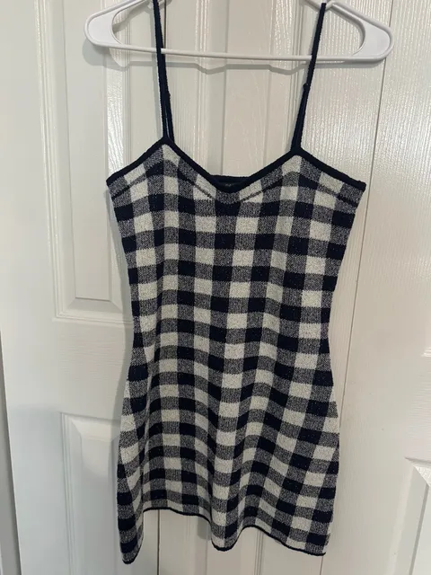 Wild Fable Gingham Sweater Dress Size S Navy Cream