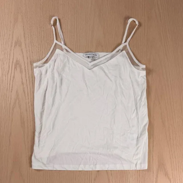 Heartloom Cami Tank Top Size M White Double Strap V-Neck