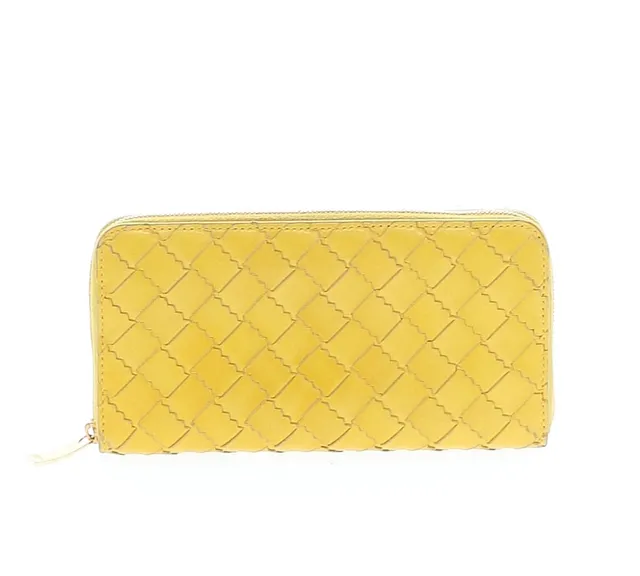 Bottega Veneta Intrecciato Zip Around Wallet Yellow Leather