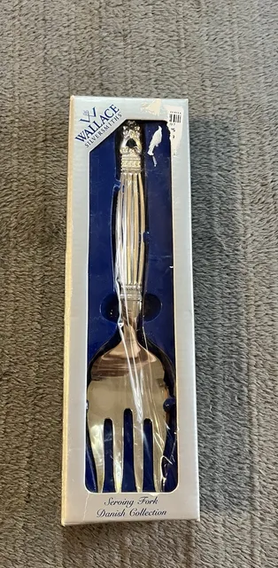 Wallace Silversmiths Serving Fork Danish Collection In Box Silver Plated
