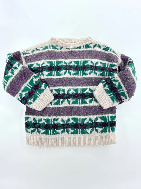 Vintage World Of Wool Wool Sweater Fair Isle Geometric Chunky Knit Pullover L