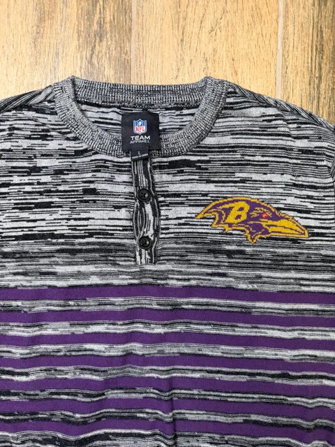 NFL Team Apparel Baltimore Ravens Sweater Size L Henley Stripe