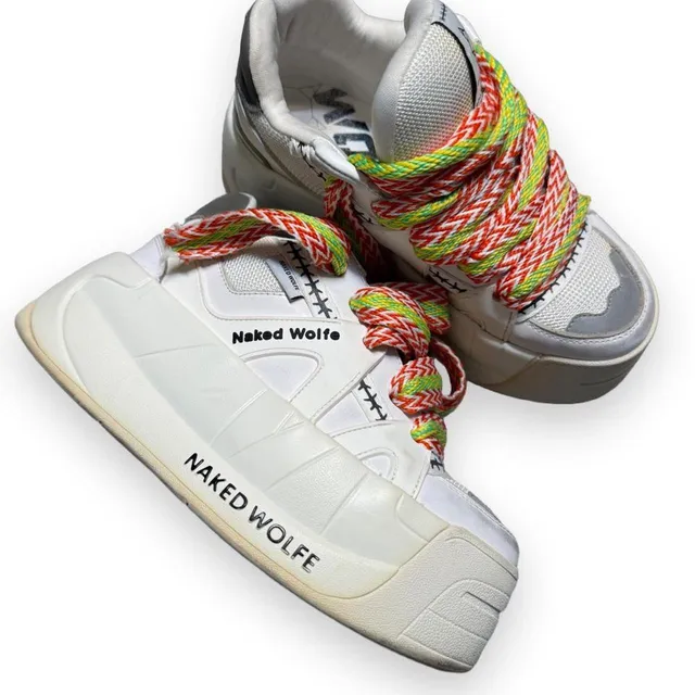 Naked Wolfe Platform Sneakers Size 36 White Chunky Retro Skate Shoes
