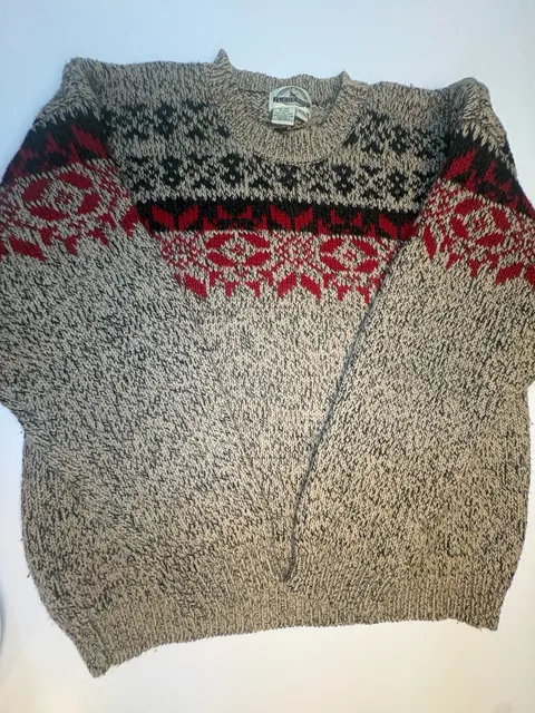 Vintage Eddie Bauer Legends 100% Wool Fair Isle Nordic Sweater Men’s XL