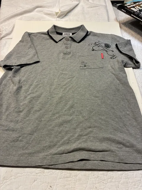 Peanuts Snoopy Woodstock Gray Polo Shirt