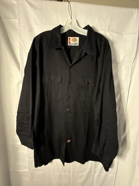 Dickies Long Sleeve Work Shirt Size 3XL Black Button Up