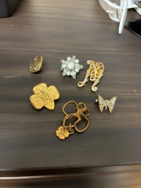 Vintage Mixed Lot Of 6 Assorted Brooches And Lapel Pins