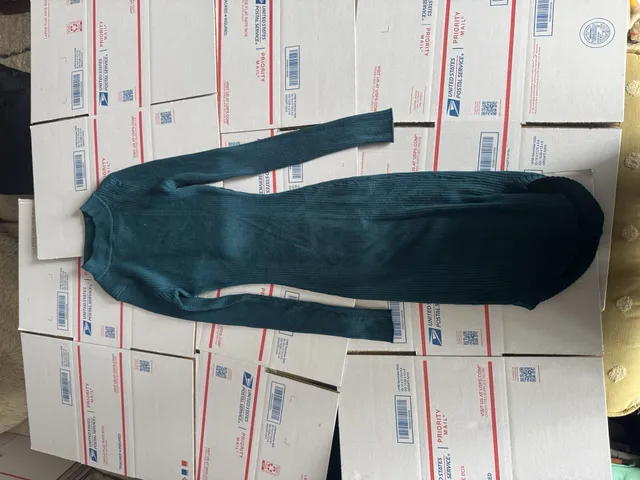 Charlotte Russe Teal Ribbed Turtleneck Long Sleeve Sweater Dress Size XS