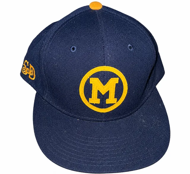 Stall & Dean Hat Size 7 5/8 Navy Blue Wool M Logo Fitted Baseball Cap