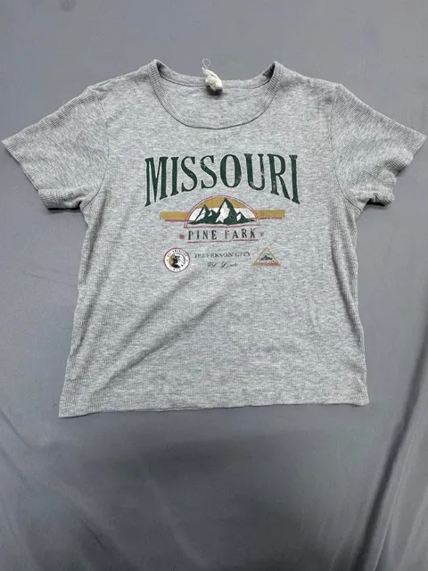 Urban Outfitters Missouri Baby Tee Size M Gray Ribbed Souvenir T-Shirt