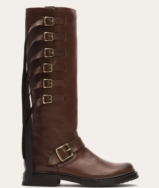 Frye Veronica Strap Tall Chocolate Knee High Boots Cowboy Riding SZ 9.5 l