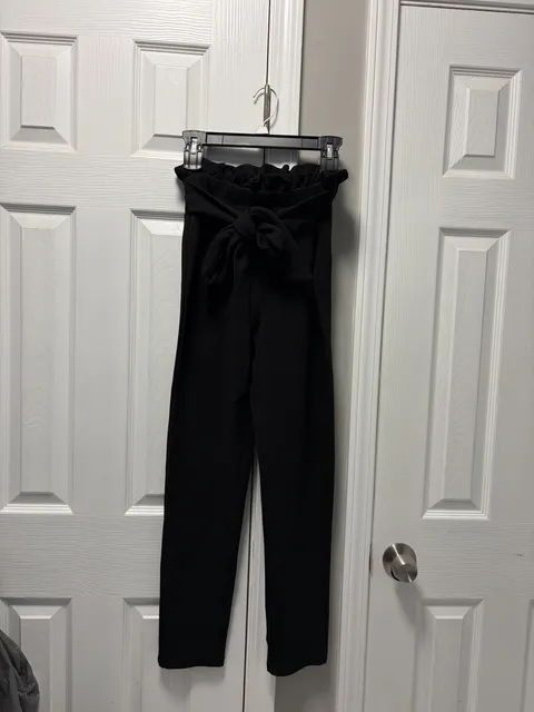 SHEIN Paperbag Waist Pants Black