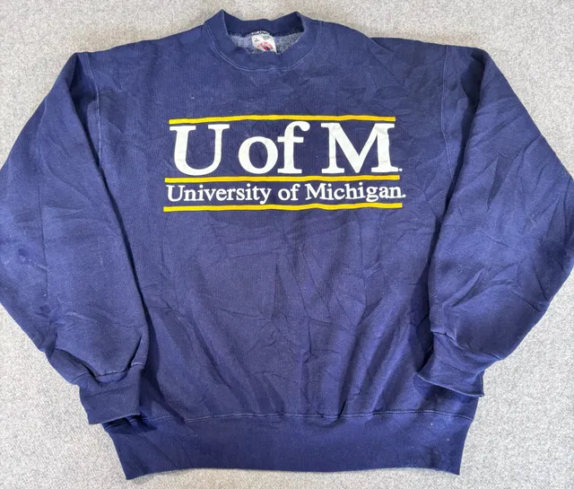 Fruit of the Loom University of Michigan Sweatshirt Size L Blue