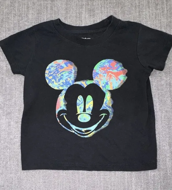 Disney Mickey Mouse Graphic T-Shirt Size 2T Black Tie-Dye