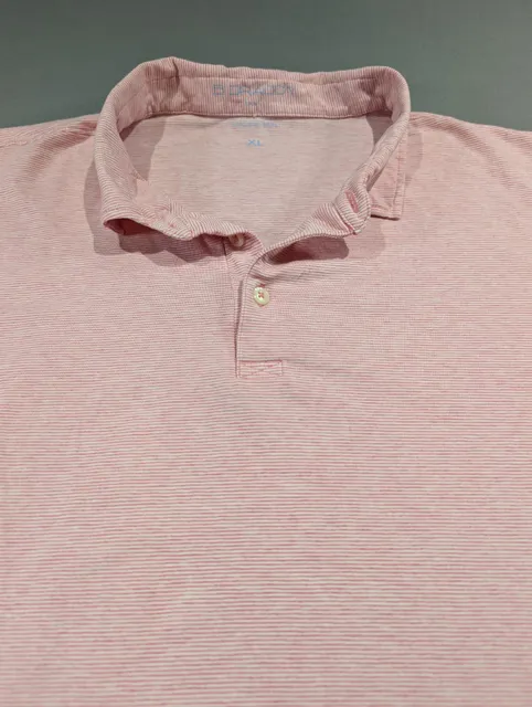 B. Draddy Polo Size XL Pink White Striped Short Sleeve Golf Shirt 