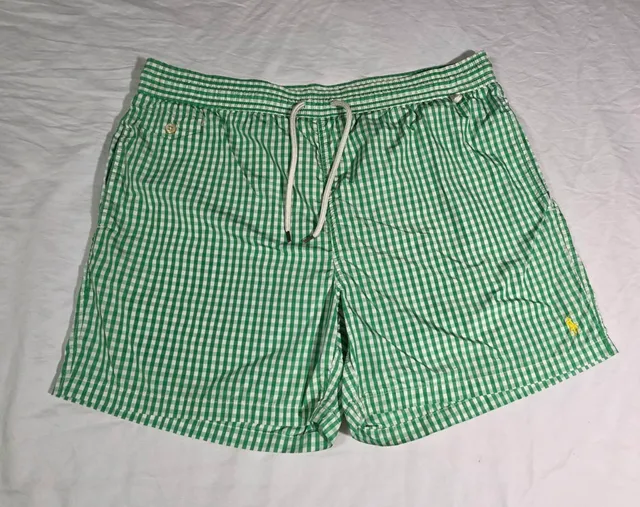 Polo Ralph Lauren Swim Trunks Size XL Green Gingham