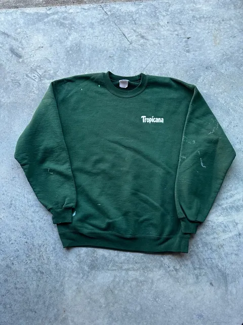 Jerzees Tropicana Super Sweats Sweatshirt Size L Green Distressed