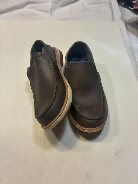 OluKai Moku Leather Slip On Shoes Brown Leather
